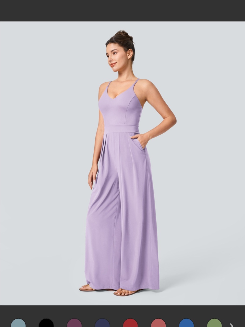 HALARA Lavender Wide-Leg Spaghetti-Strap Jumpsuit